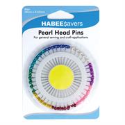 Pearl Head Pins, 80 Pieces, Assorted Colours